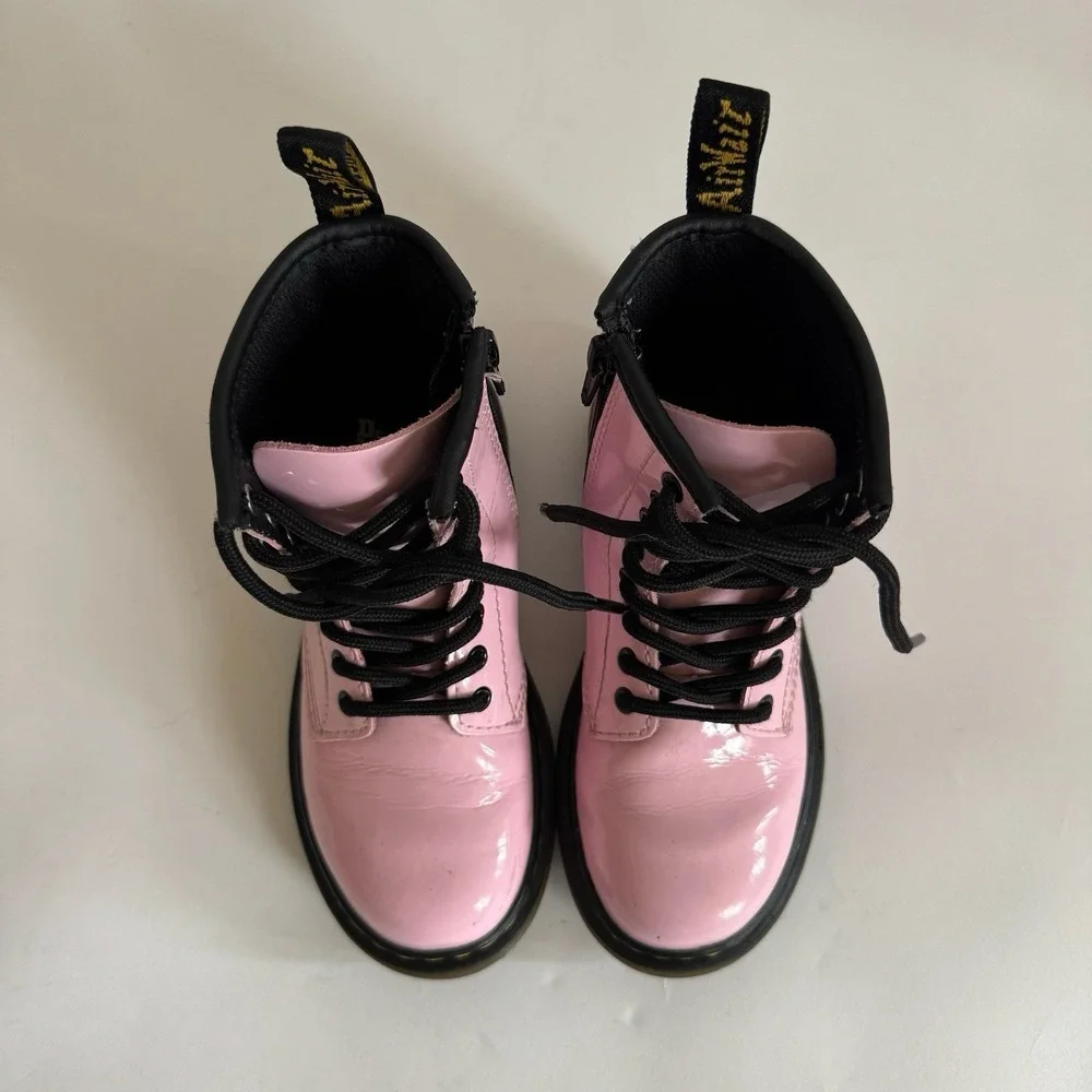 Dr. Martens Kids Pink Boots 12 High Top Patent Leather Girlie Barbiecore Punk